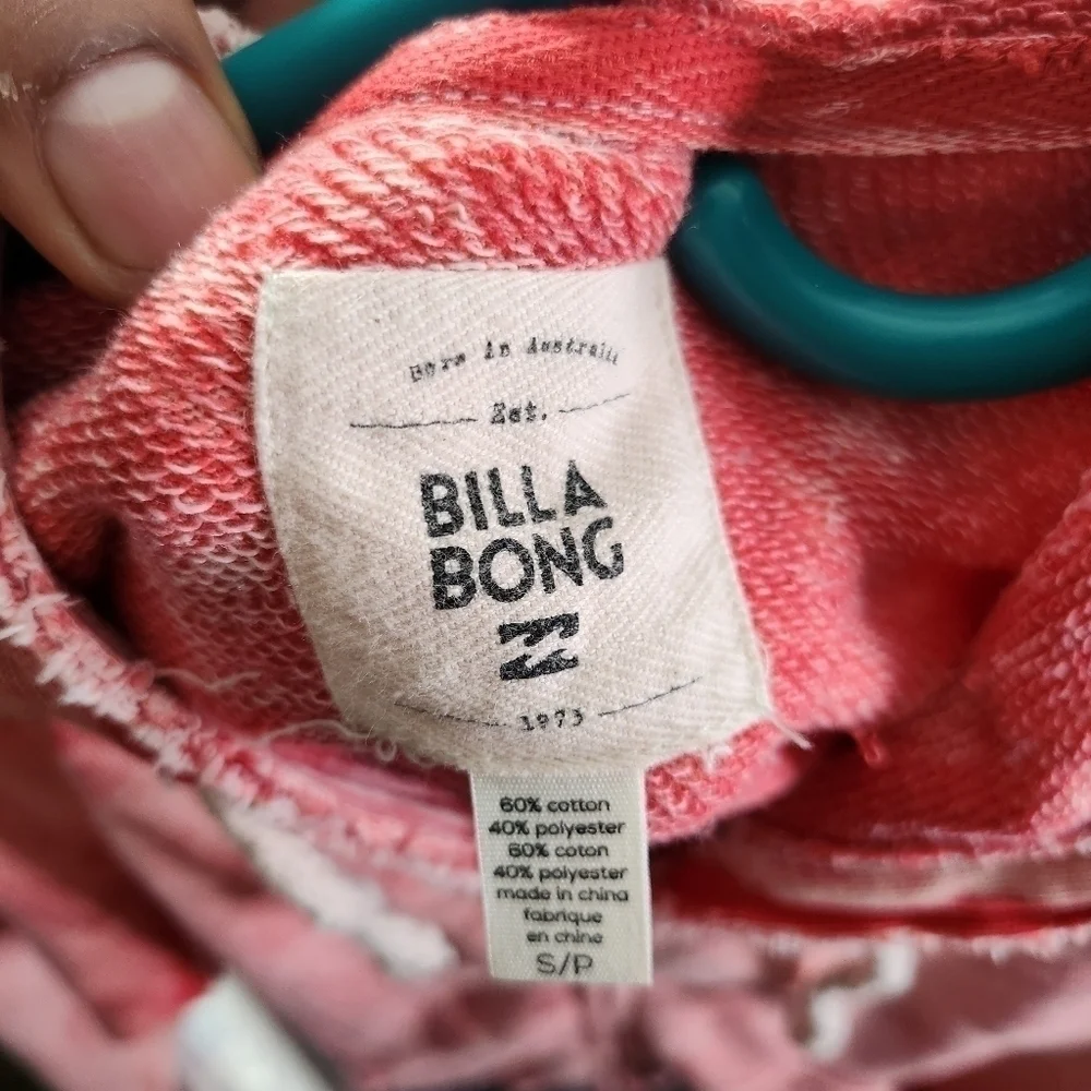 Billabong Hoodie Women's Small Pink Embroidered Logo Drawstring Long Sleeve - Picture 3 of 8